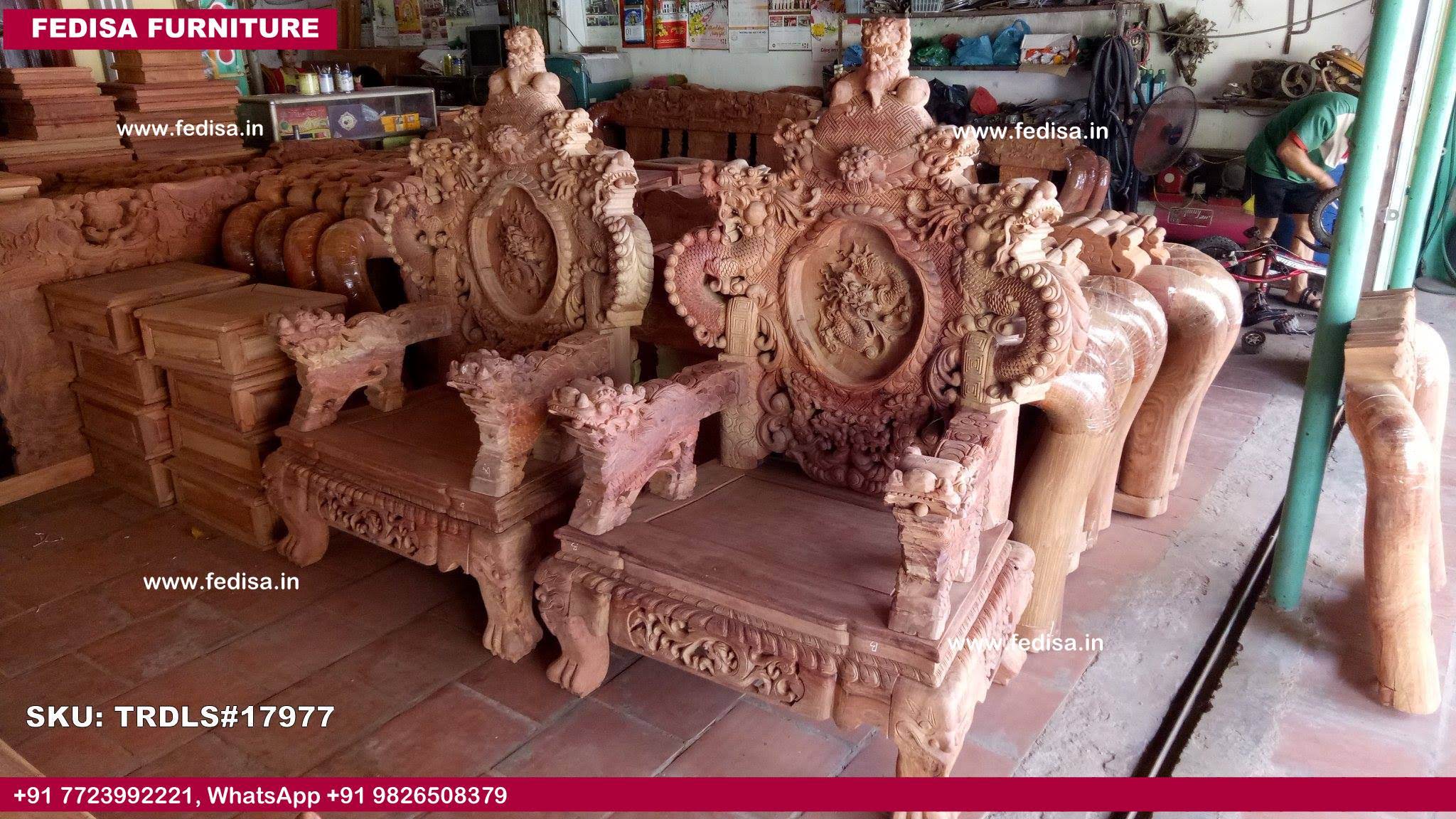 Traditional Teak Wood Sofa Set-0959
