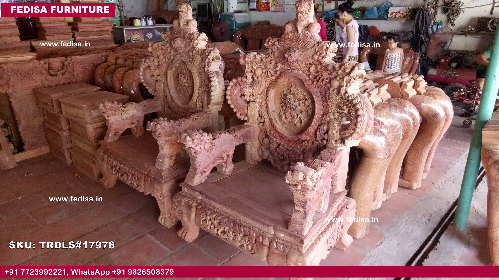Traditional Teak Wood Sofa Set-0960