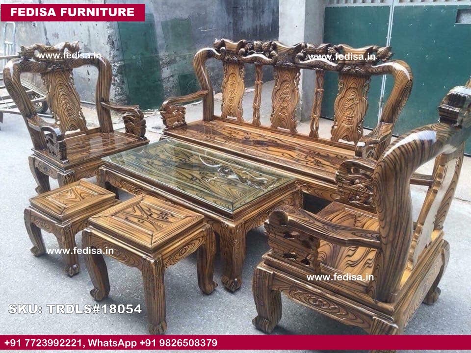 Traditional Teak Wood Sofa Set-1088