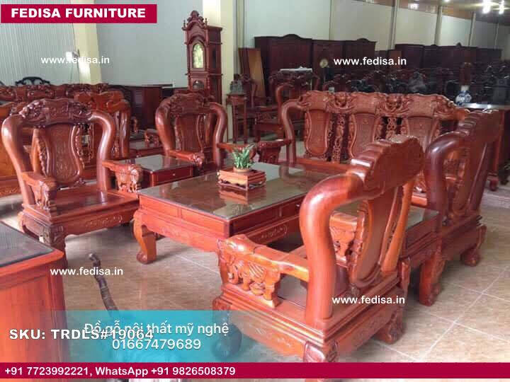 Traditional Teak Wood Sofa Set-1107