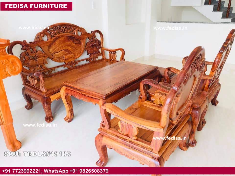 Traditional Teak Wood Sofa Set-1352