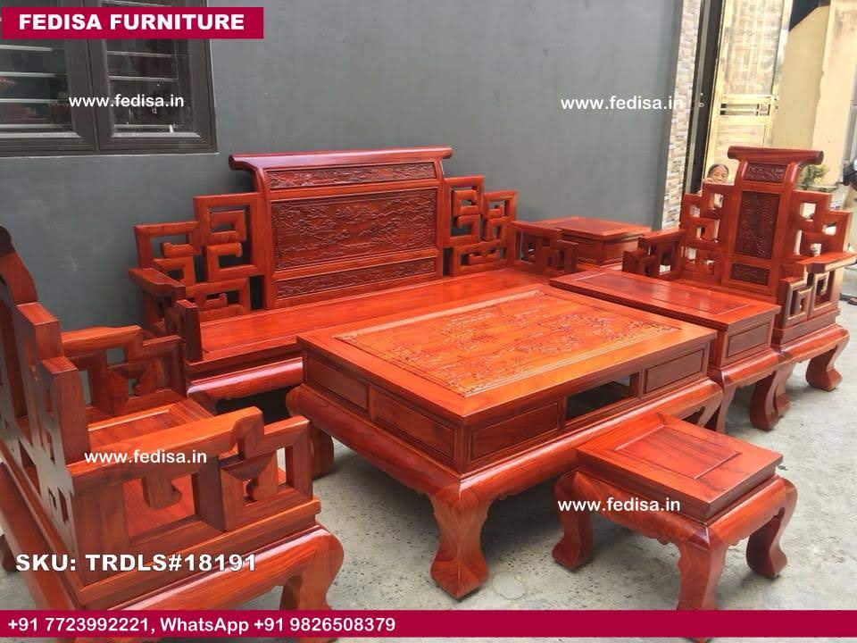 Traditional Teak Wood Sofa Set-1365