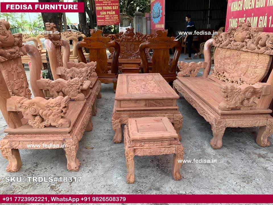 Traditional Teak Wood Sofa Set-1617
