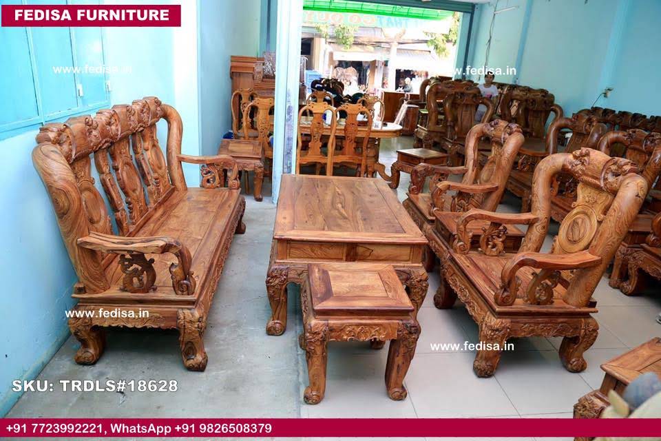 Traditional Teak Wood Sofa Set-1941