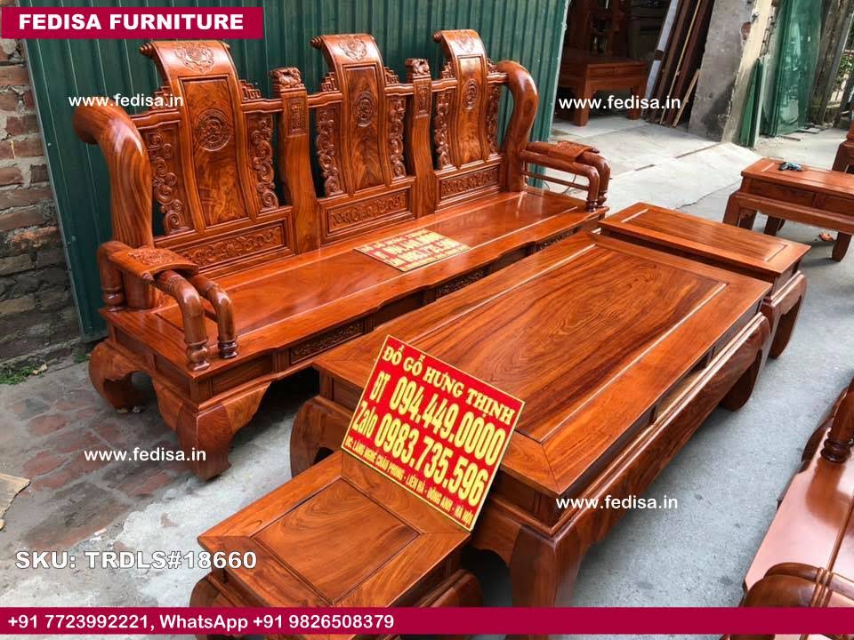Traditional Teak Wood Sofa Set-1970