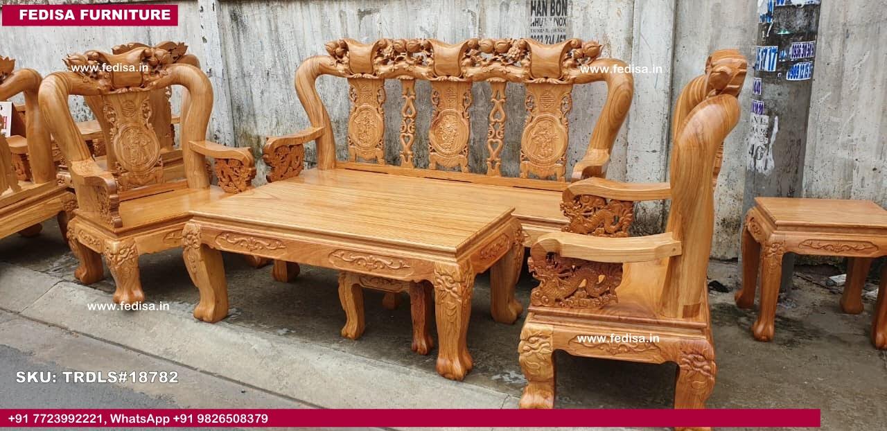 Traditional Teak Wood Sofa Set-2090