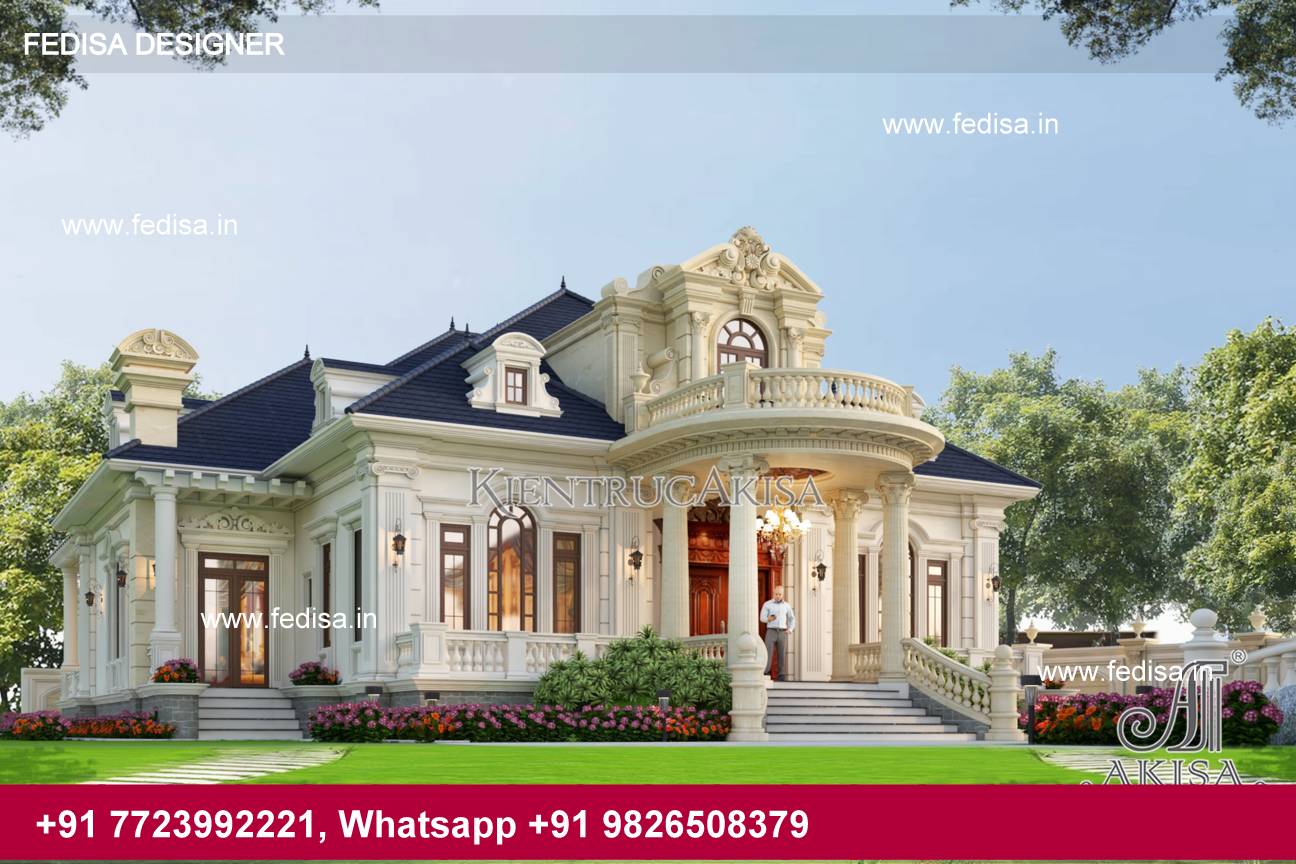 thiết kế biệt thự cổ điển 1.5 tầng