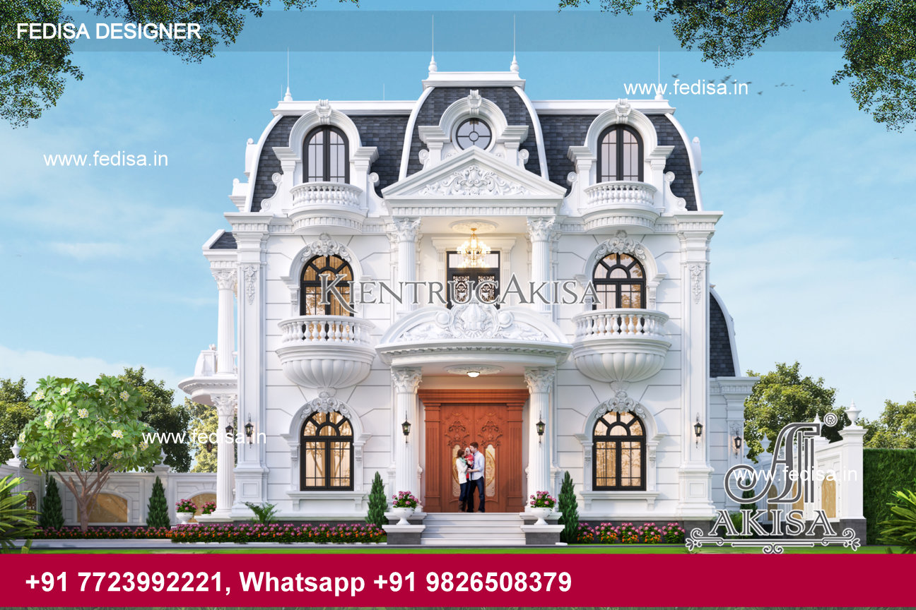 thiết kế biệt thự cổ điển Pháp 2.5 tầng