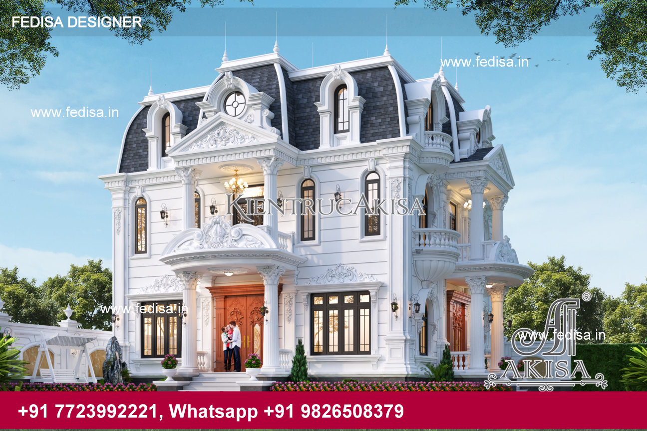 thiết kế biệt thự cổ điển Pháp 2.5 tầng