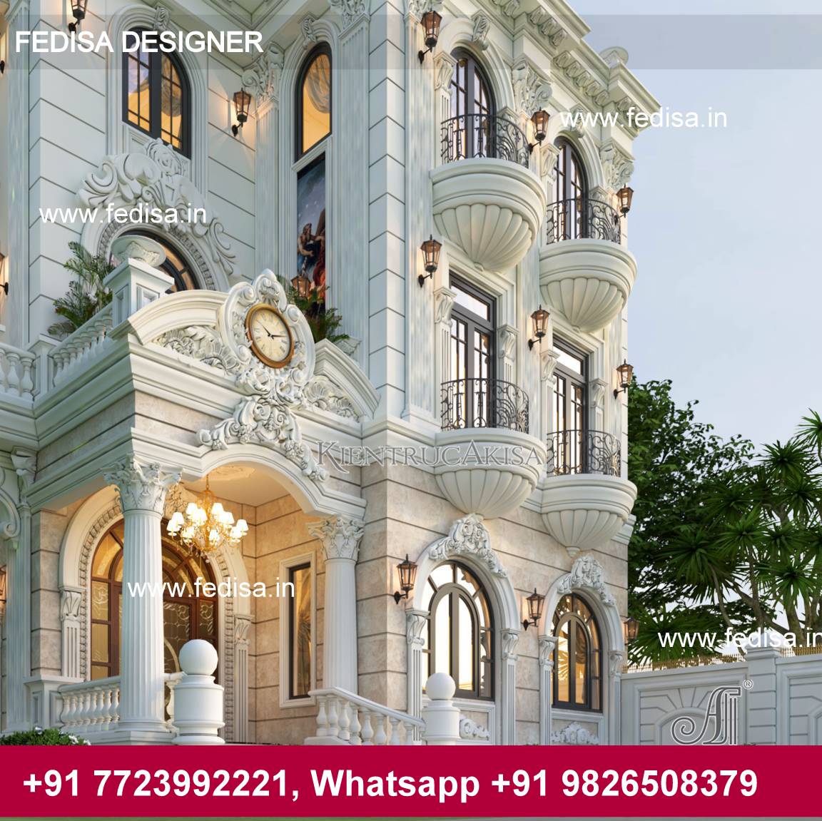 thiết kế biệt thự cổ điển Pháp 3 tầng