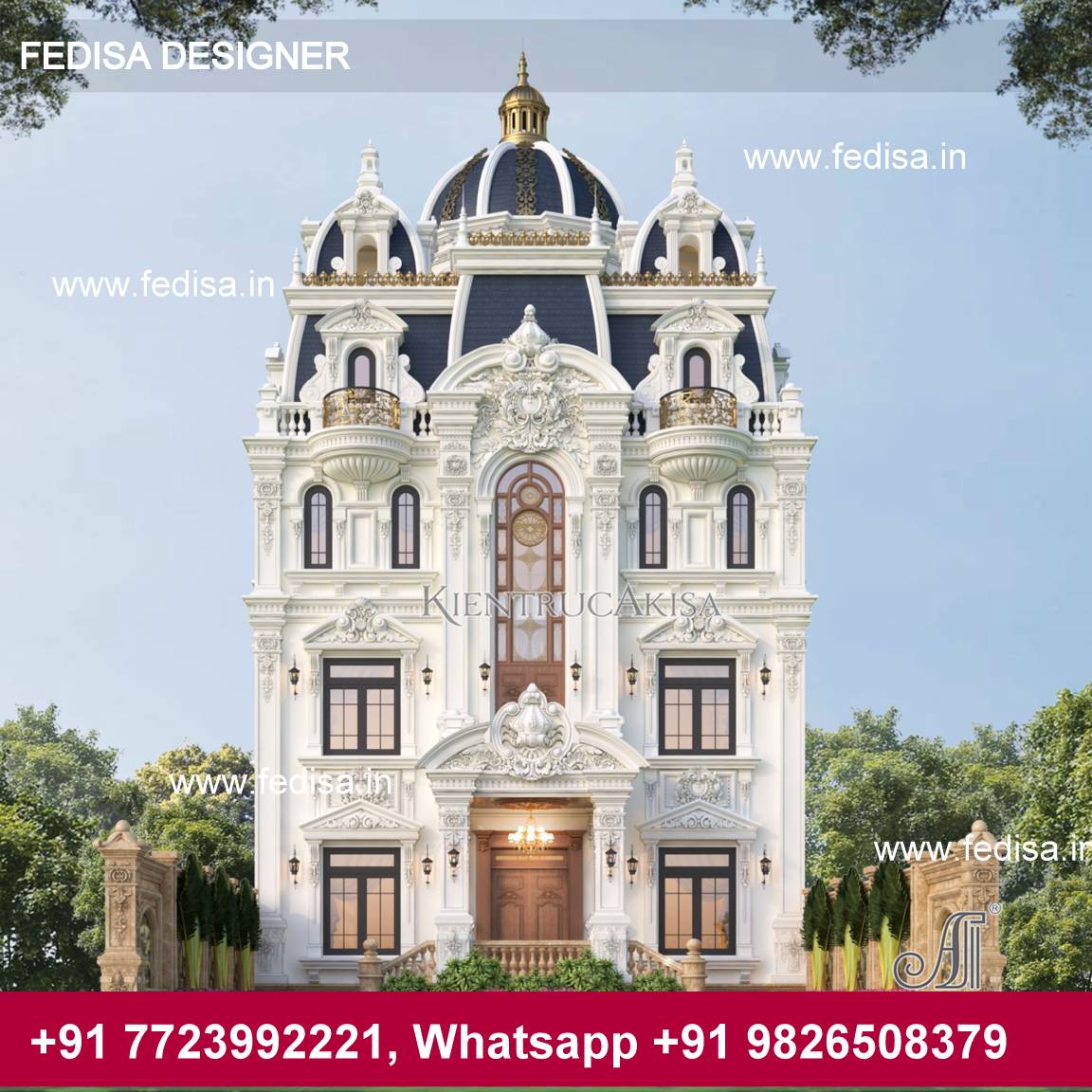 Thiết kế biệt thự cổ điển Pháp 4 tầng