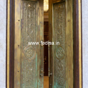 Elegant Brass Balcony Railing With Artistic Patterns Granite Ladder Design