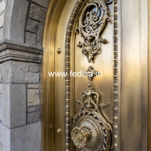 Designer Brass Stair Railing With Artistic Work Staircase Divider Interior Design