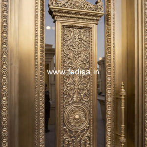 Decorative Brass Railing Design With Floral Patterns Wooden Hand Railing Design