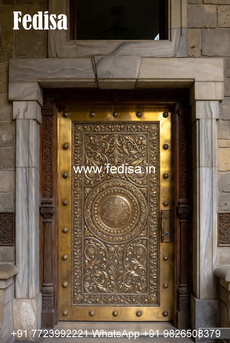 Elegant Brass Balcony Railing With Classic Design Round Stairs Inside House