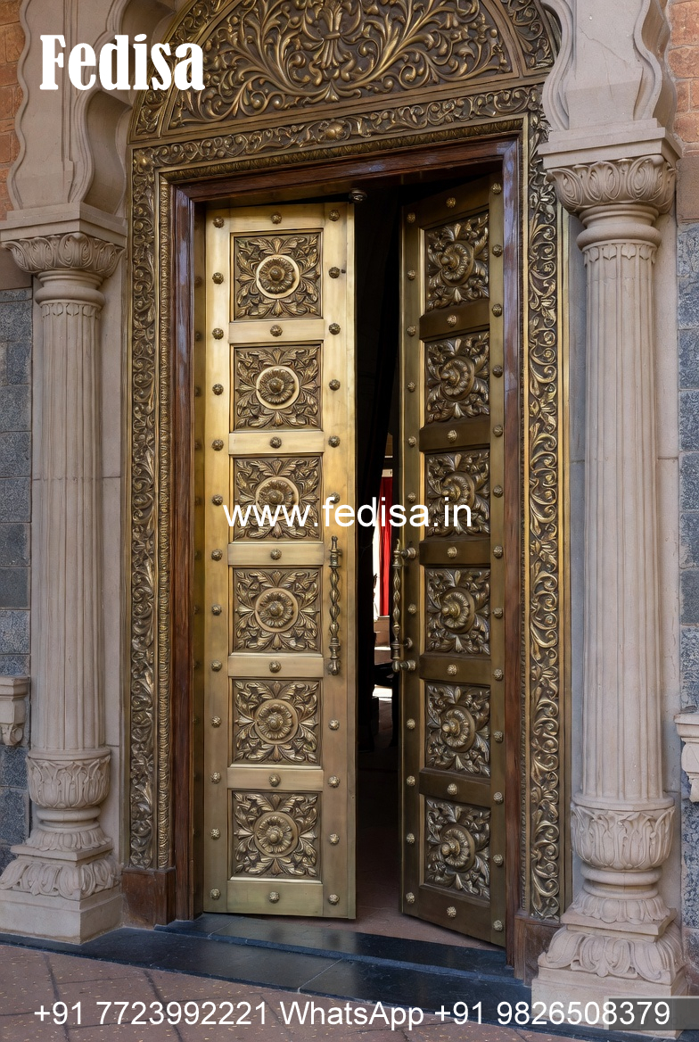 Stylish Brass Balcony Railing With Artistic Design Stair Step Tiles Design