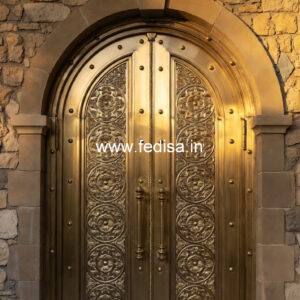 Premium Brass Balcony Railing With Artistic Work Wooden Spiral Staircase Design