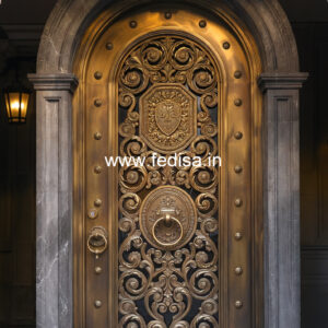 Elegant Brass Staircase Design With Decorative Finish Etching Glass Design For Balcony