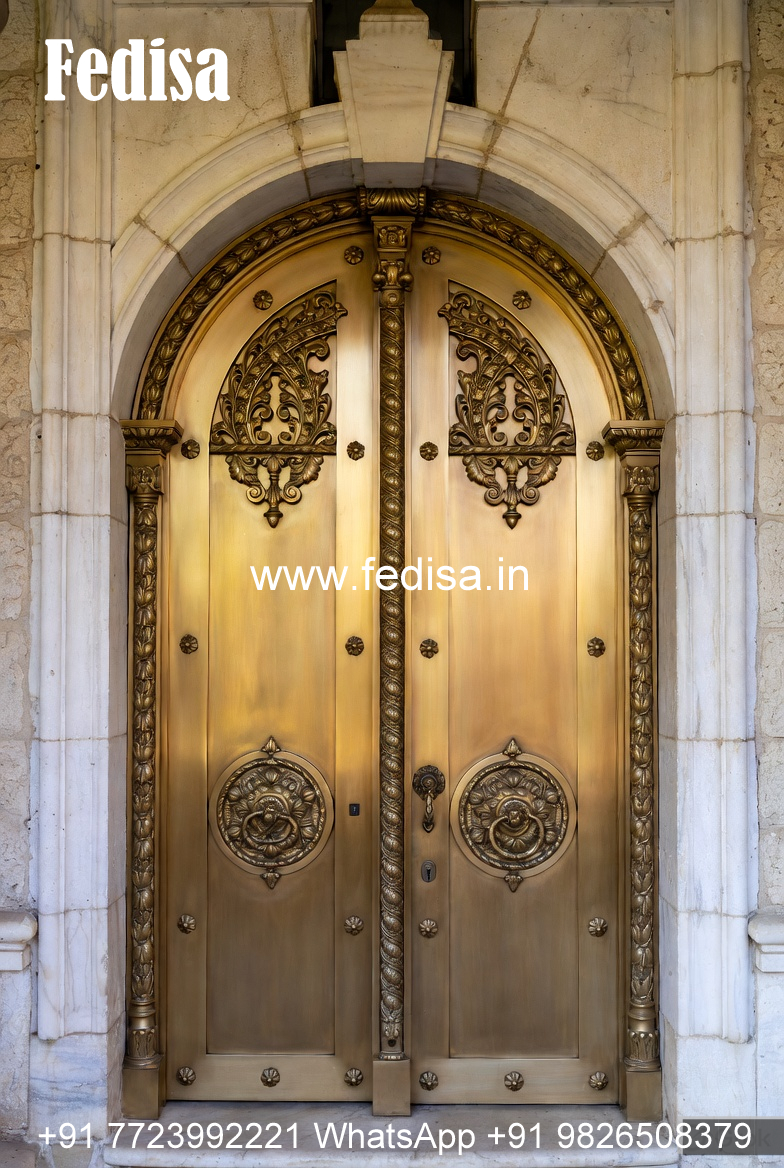 Brass Staircase Handrail With Classic Touch Tubular Grills Design For Terrace