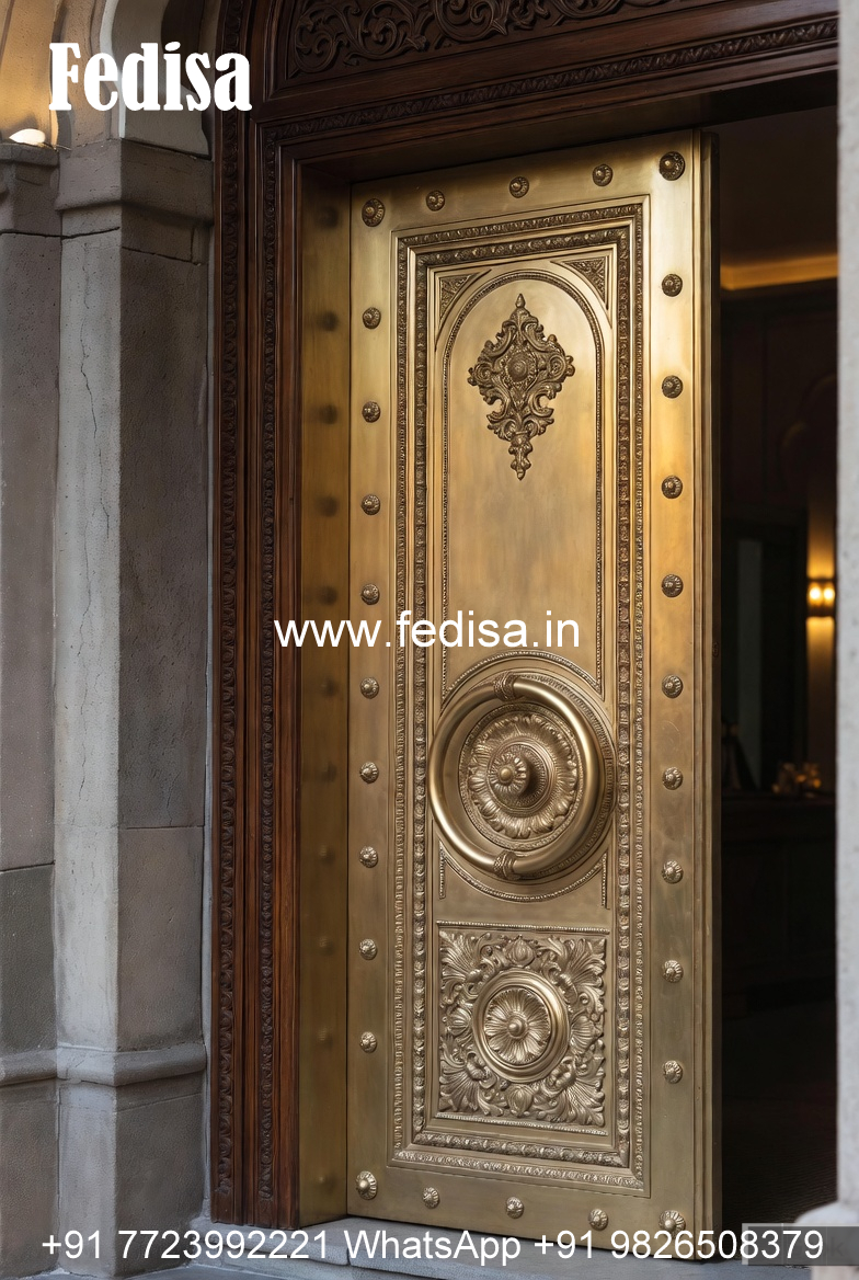 Elegant Brass Railing Design With Artistic Finish Steel Grill Glass Design