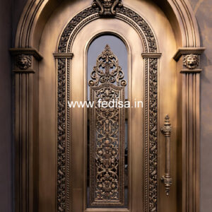 Modern Brass Staircase Railing With Glass Inserts Grill Color