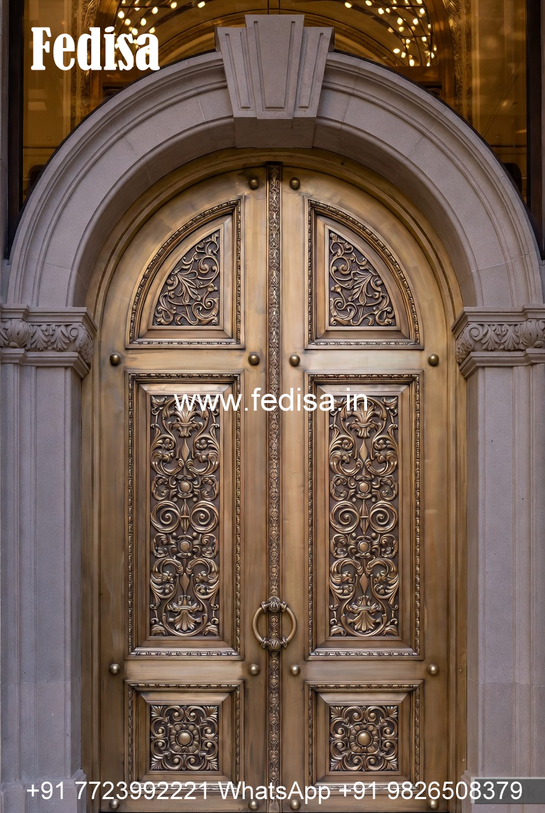 Modern Brass Railing Design With Decorative Patterns Wooden Window Grill Design