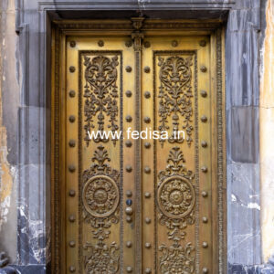 Modern Brass Staircase Railing With Glass Inserts MS Grill Door Design