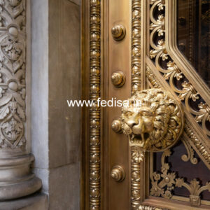 Brass Staircase Railing Design With Premium Finish Front Glass Grill Design