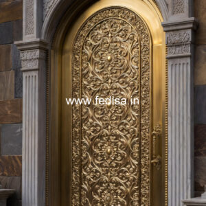 Traditional Brass Railing Design With Engraving Main Door Wooden Grill Design