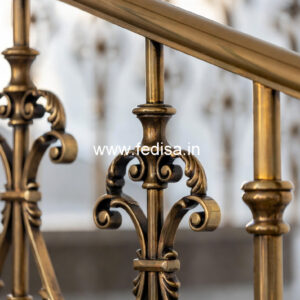 Antique Finish Brass Railing Design For Interiors Small Space Stairs Design