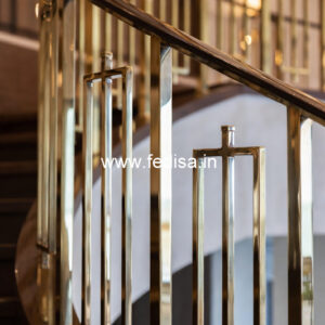 Designer Brass Handrail For Luxury Interiors Staircase Side Wall Design