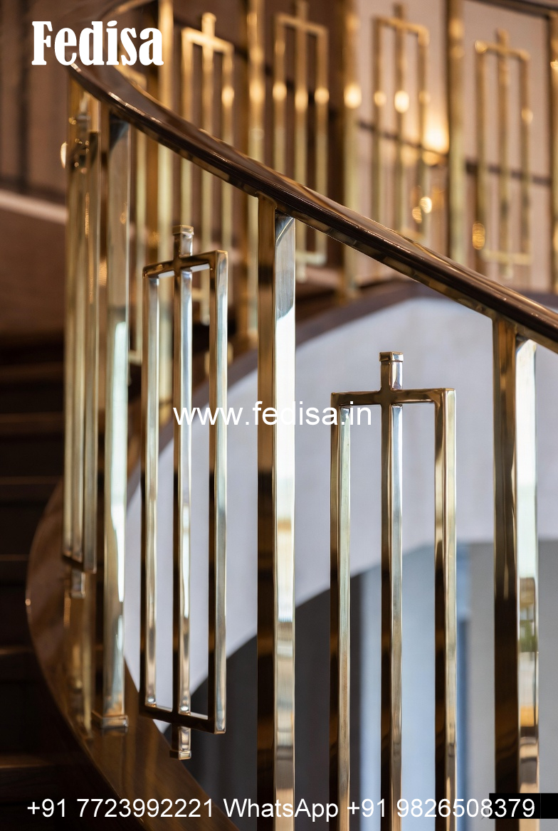 Designer Brass Handrail For Luxury Interiors Staircase Side Wall Design