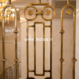 Stylish Brass Staircase Railing With Decorative Elements Steel Staircase Design Outdoor