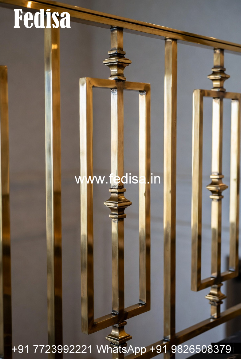Traditional Brass Railing Design With Engraving Duplex House Staircase Design