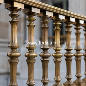 Designer Brass Staircase Railing With Custom Patterns Stairs Stone Design