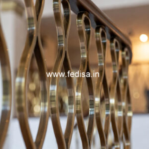 Designer Brass Staircase Railing With Fine Finish Staircase Glass Etching Designs