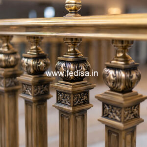 Antique Brass Staircase Railing For Royal Homes Cement Stairs Design