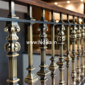 Decorative Brass Handrail With Artistic Detailing Kitchen Under Stairs Design