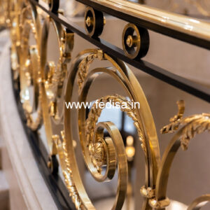 Decorative Brass Railing Design With Unique Patterns Side Stairs Design