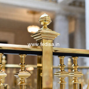 Luxury Brass Balcony Railing For Modern Architecture Structural Steel Stair Design