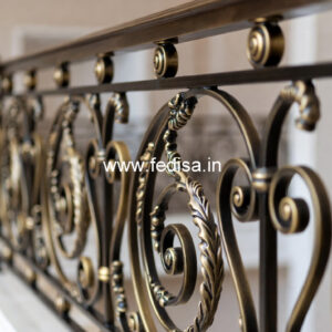 Luxury Brass Balcony Railing With Classic Style Compact Staircase Design