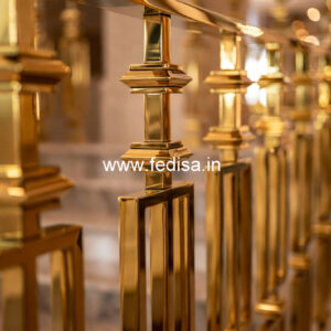 Decorative Brass Stair Railing Design For Villas Round Sidhi Design