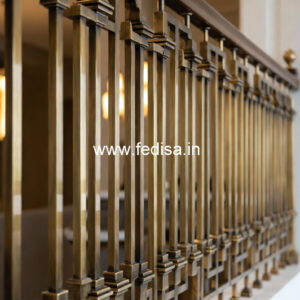 Brass Balcony Railing Design With Premium Style Steep Stairs Design