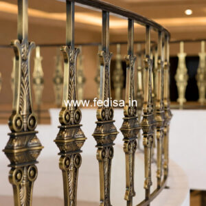 Stylish Brass Balcony Railing With Artistic Design Exterior Concrete Stairs Design