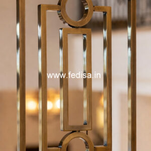 Decorative Brass Stair Railing With Elegant Finish Concrete Staircase Design For Small Spaces
