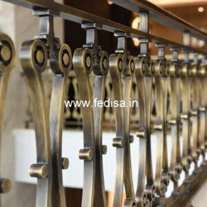 Premium Brass Handrail Design With Artistic Finish Staircase Color Design