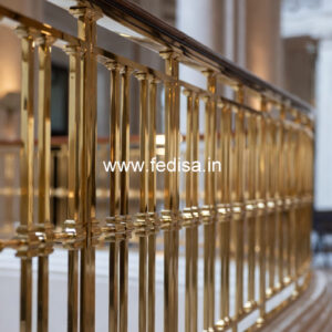 Modern Brass Railing Design With Decorative Patterns Staircase Bottom Design