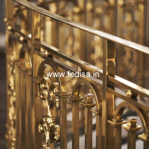 Designer Brass Balcony Railing For Premium Interiors Steel Grill Design For Stairs With Glass