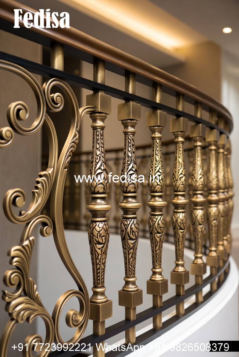 Stylish Brass Railing Design For Interior Decor Steel Railing Stairs Design