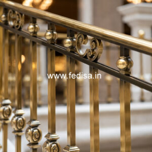 Brass Balcony Railing With Artistic Work Simple Stairs Design For Small House